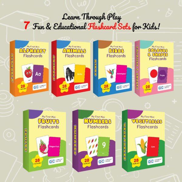 set of 7 flash card